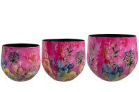 Pot jeu de 3 Fiesta fuchsia D33 H28