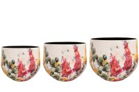 Pot jeu de 3 Floral white D33 H28